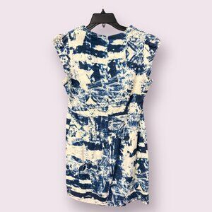 🎨 FRENCH CONNECTION Abstract Print Dress | Size 10 | Blue/Cream 🎨